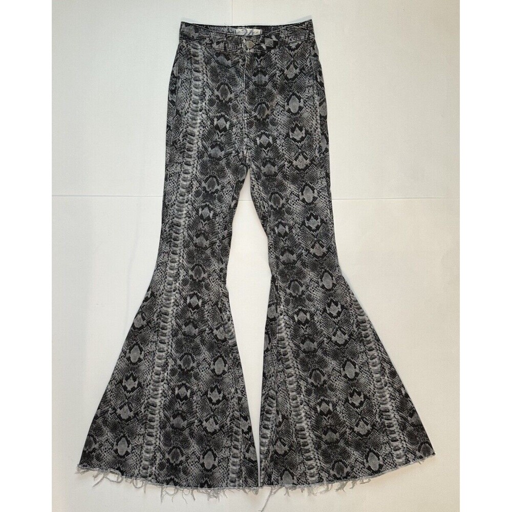 We The Free Women’s Gray Snakeskin Print High Rise Flare Pants Free People 24